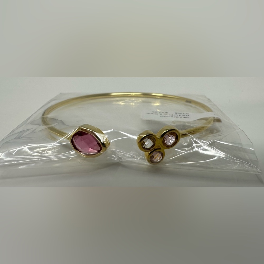 Talia Bracelet Gold Tone With Pink & Clear Stones NEW MSRP $49